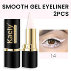 Kaely 2Pcs Quartz Queen White Gel Eyeliner Pencil, Natural Cream Eye Liner Waterproof Smudge Proof, Matte Waterline Eyeliner Eyeshadow Stick, Brighten Eye Makeup, Vegan & Cruelty-Free