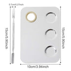 Makeup Mixing Palette, 6x4inch Stainless Steel Makeup Palette 3-well Nail-art Cosmetic Artist Mixing Palette with Makeup Spatula, Stocking Stuffers Christmas Gifts for Women