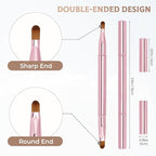 Unaone 2 Pack Lip Brush for Lipstick, Dual-Ended Lip Makeup Brush with Lid, Lipstick Brush for Lip Gloss