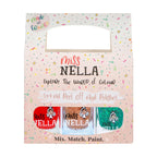 MISS NELLA CHRISTMAS SPARKLE- Peel Off, Odour Free, Water Base & Safe for kids nail polish pack of 3- green (glitter), red & gold (glitter)