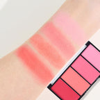 Quads Blush Makeup Palette, Matte Pressed Powder Blushes Palette, Lip & Face Paint Palette for Women, Lasting Light Pink & Hot Pink Peach and Deep Red, Platillo de rubores de cuatro colores
