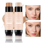 3 Pcs Contour Highlighter Blush Sticks with Brush, Shades with Highlighter & Bronzer Pen & Cream Blush, Waterproof, Longwear Makeup