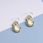 Vintage Circle Drop Earring Gold Cat