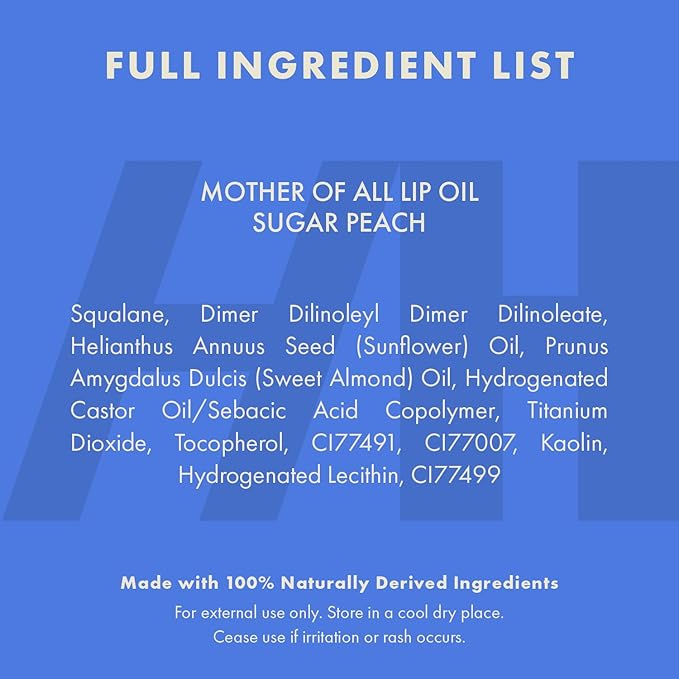 Handmade Heroes 100% Natural Vegan Lip Oil with Squalane Non-Sticky Lip Gloss Moisturizing, Shiny, Nourishing Korean Lip Gloss - Sugar Peach