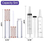 AMORIX 24 Pack Lip Gloss Tubes with Wand 5ml Empty Rhinestone Lip Gloss Containers Cute Lipgloss Bottles Lip Gloss Supplies Kit + 2pcs Syringes + Labels for DIY Lip Gloss Base