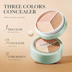 Full Coverage Concealer Palette Tri-Color Correcting Cream Foundation Makeup, Conceal Redness, Dark Circles & Acne Marks, Long-lasting Waterproof Fawless Blendable Brighten Contour Palette