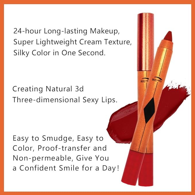 Wine Red Lip Liner Pencil, Smooth Matte Lipstick Crayon with Lip Pencil Sharpener for Women, Velvet Smudge Proof Smudgeproof Waterproof No Transfer Makeup Forever Lipliner 508#