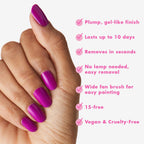 Olive & June Long Lasting Nail Polish | Plump Gel-Like Finish No Lamp Needed | Lasts up to 10 days | Salon-Quality at Home | 15-Free Vegan Cruelty-Free Chip-Resistant Shine | Grape Soda Daring Purple