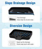 3-Pack Silicone Soap Dish, Bar Soap Holder, Soap Dishes for Bar Soap, Easy to Clean, Self Draining Soap Tray for Shower, Bathroom, Kitchen, Bathtub, Keep Soap Dry, Save Soap (Black)