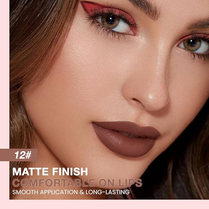 Silky Smooth Retractable Matte Lip Liner Pencil, Taupe Lip Liner Long-Lasting Creamy Formula for Shaping & Sculpting Lips, Matte Velvet Pigmented Lip Liner Crayon Lipstick 12#