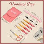 TsMADDTs 7PCS Tweezers Set for Women Facial Hair, Precision Tweezer for Eyebrows with Curved Scissor and Eyebrow Razor for Ingrown Hair, Pink&Yellow