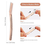 Dermaplaning Tool for Face, Eyebrow Razor for Women and Men, Eyebrow Trimmer and Facial Shaver Dermaplane Razor for Peach Fuzz Hair and Exfoliation, Includes 6 Blades (Rose Gold)