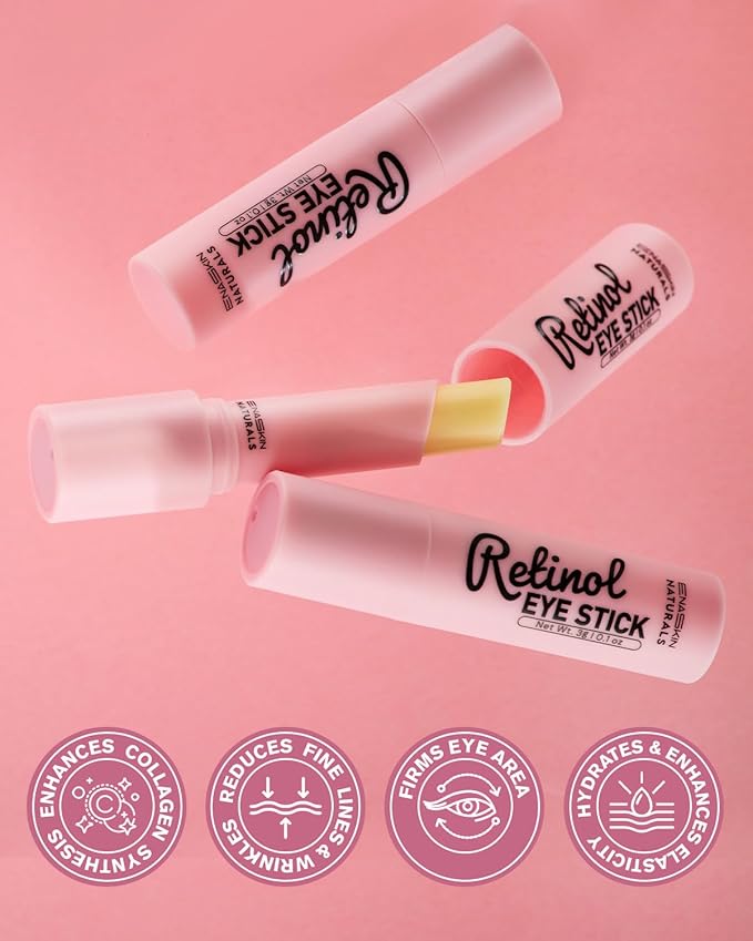 Under Eye Stick For Puffiness: Retinol Under Eye Balm Reducing Eye Bags and Dark Circles - Eye Cream for Fine Lines Wrinkles and Puffiness, Eye Treatment for Late Nights, Overtime and Makeup Prep