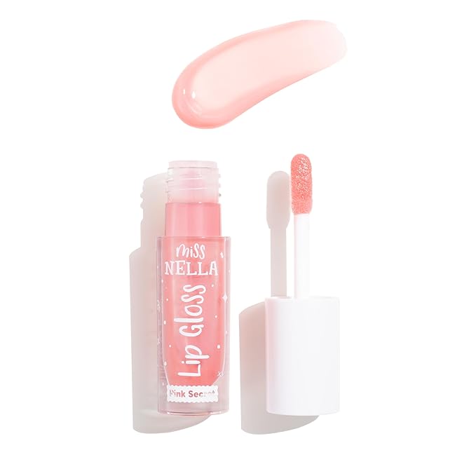 MISS NELLA Pink Secret Lip Gloss, Pink hydrating children Lip Gloss, watermelon scent, gentle on the skin. gives a sheer kiss of colour, with extra shine.