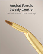 Desert Oak Series Bent Eyeliner Brush - 30° Angled Kolinsky Sable for Sharp Lines & Brows, Luxury Bubinga Handle (CM 177)