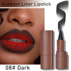 3Pcs 2-in-1 Gradient Lip Liner and Lipstick Lip Combo Set - Coffee Bean & Mulberry & Dark Colors Achieve Flawless Contour and Gradual Ombre Effect Crayon Form Cone Tip, Dark Brown Black Lip Liner Set