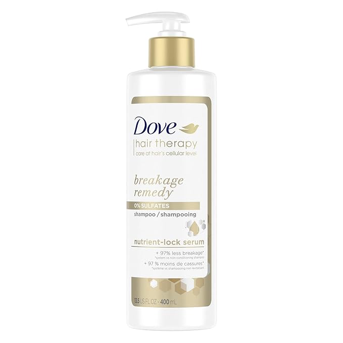 Dove Hair Therapy Shampoo for Damaged Hair Breakage Remedy Hair Shampoo with Nutrient-Lock Serum 13.5 fl oz