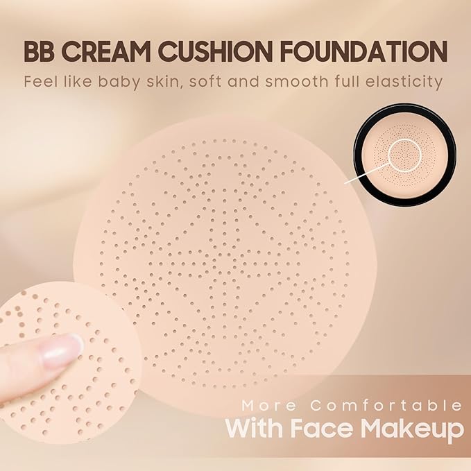 Air Cushion CC Cream Mushroom Head Foundation - Moisturizing BB Creams Foundation, Long-Lasting Waterproof Matte Concealer for Even Skin Tone (Natural, 1 PCS)