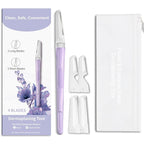 Face Razors for Women, Dermaplane Razor for Women Face, Eyebrow Razor, Facial Razors, Dermaplaning Tool, Reusable Metal Handle with 4 Microblades for Sensitive Skin, Peach Fuzz Remover, Purple