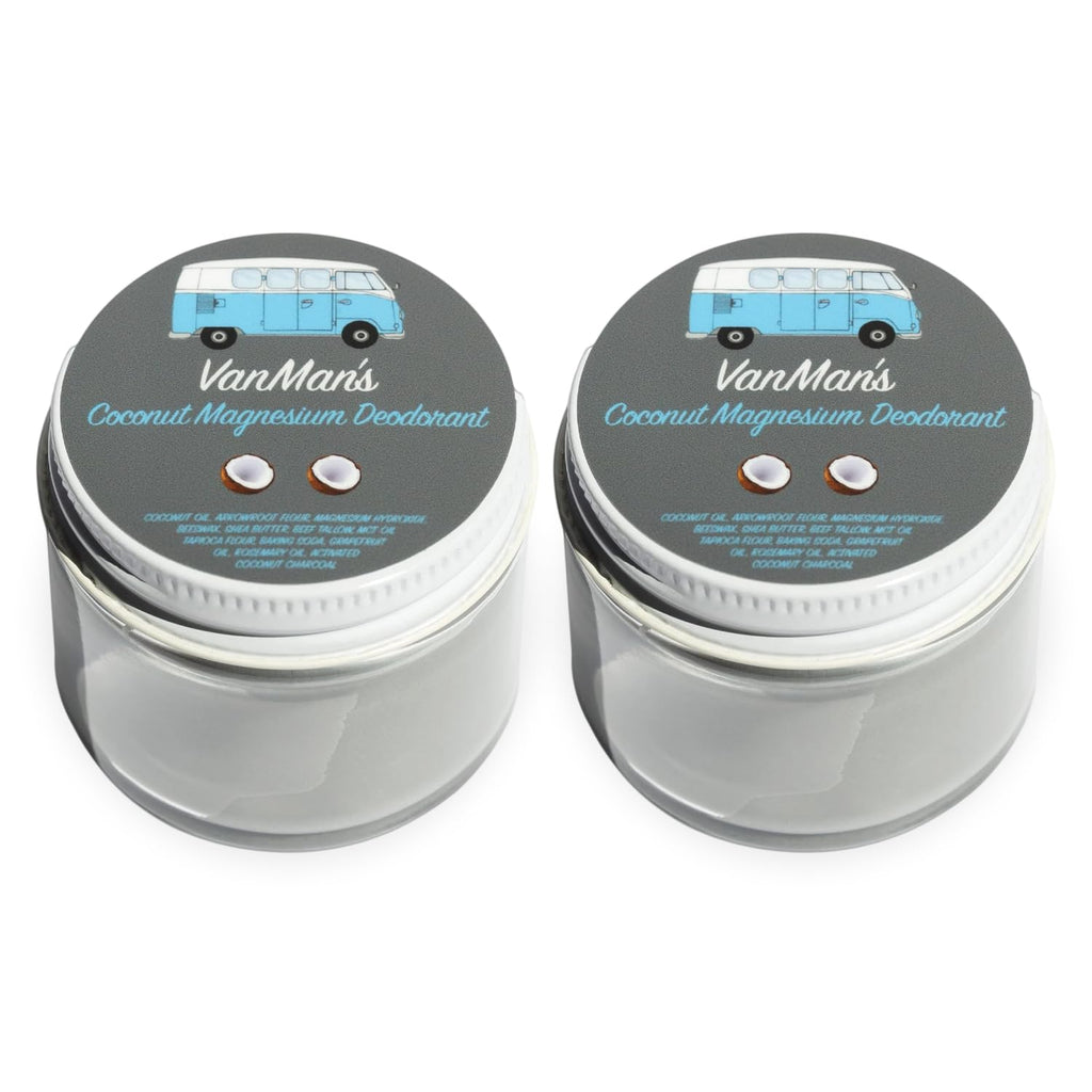 Vanman’s - Handmade Coconut and Magnesium Deodorant (2 Pack) - Odor Control for Underarms - Routine Deodorant For Women and Men - Personal Care Products - 2 Fl Oz