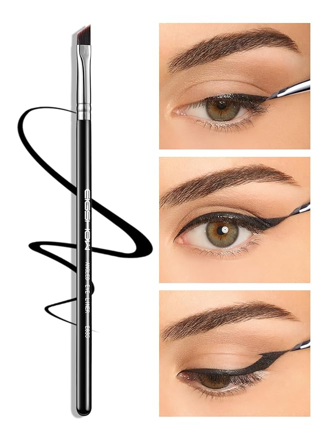 EIGSHOW Angled Eyeliner Brush & Eyeshadow Brush, High-End Precision Gel Liner and Short Smudge Brushes for Cat Eye, Winged Liner (E835&E806)