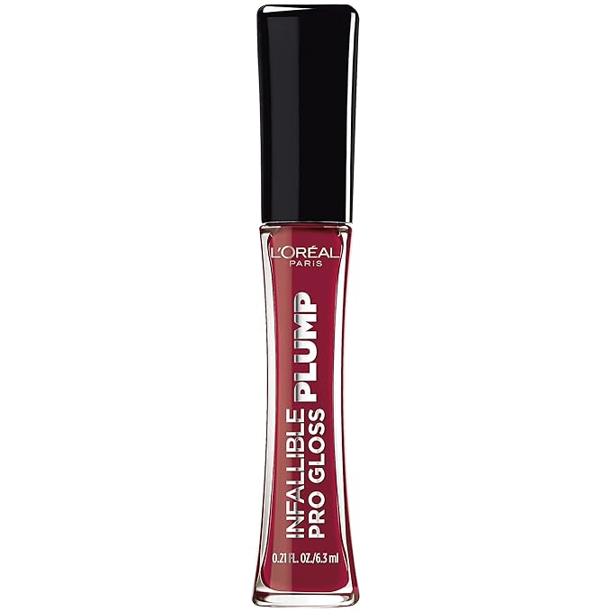 L'Oreal Paris Infallible Pro Gloss Plump Lip Gloss with Hyaluronic Acid, Long Lasting Plumping Shine, Lips Look Instantly Fuller and More Plump, Ruby Sheen, 0.21 fl. oz.