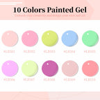 JODSONE Art Gel Liner Set 10 Colors Black Red Blue Need U V Lamp Cured with Thin Brush Gift for Girls at Home Salon Design