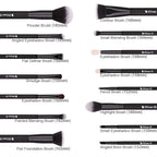 DUcare Makeup Brushes 15Pcs Premium Synthetic Kabuki Makeup Brush Set, Professional Foundation Concealers Powder Blush Blending Face Eye Shadows Black Brush Sets