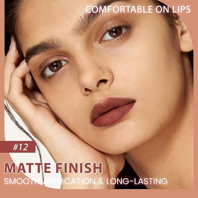 evpct 1Pcs Chestnut Matte Long Lasting Lip Liner Pencils Makeup for Shaping & Sculpting Lips, No Transfer Long Wear Waterproof Pigmented Lip Liner lipliners Crayon Lipstick Pencil Sharpener 12