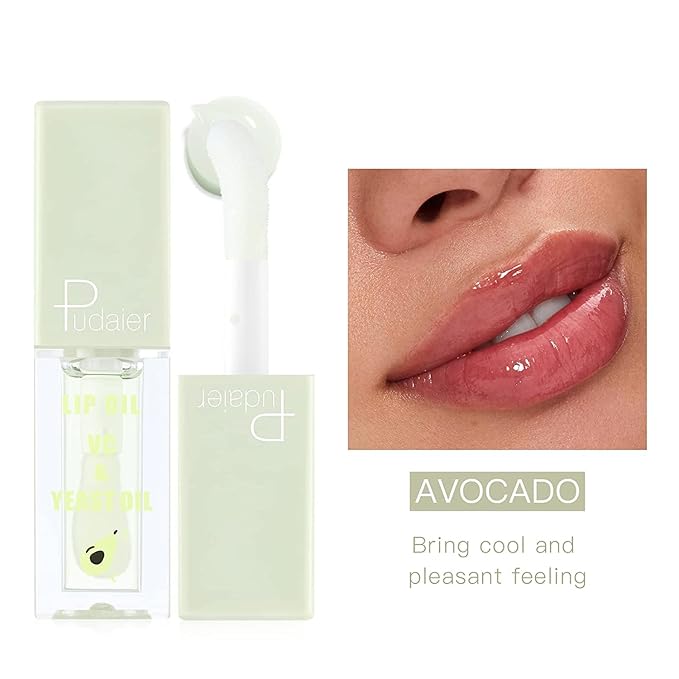 Plumping Lip Oil Set, Hydrating Lip Gloss Tinted Lip Balm Lip Care, Fruit Extract Lip Gloss Tinted for Dry Lip Moisturizing and Hydrating, Long Lasting Nourishing Non-sticky Cup (avocado)