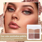 4 Colors Matte Shimmer Eyeshadow Makeup Palette,Nude Light Dark Brown Rose Gold Highly Pigmented Natural Neutral Eye Shadow Palette,Long Lasting Waterproof Naturing-Looking Women Girls Eye Shadow
