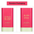 Multi-Use Makeup Blush Stick,Beauty Solid Moisturizer Stick,Waterproof Natural Nude Makeup,Tinted Solid Moisturizer Stick for Eyes Lips Cheek(2#Hot Red)