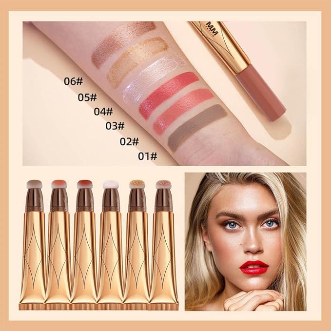 3 Color Contour Beauty Wand, Highlighter ，Blush，Face Concealer Contouring with Cushion Applicator Long Lasting & Smooth Matte Finish Liquid Illuminator Makeup Stick . (01#Contour +02#Blush+04#Highlighter)