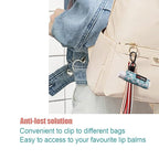 3PCS Lip Balm Holder Sleeves Chapstick Holder Keychain Lip Gloss Holder Keychain Elastic Sleeves (Black/light blue strip/dark blue strip)