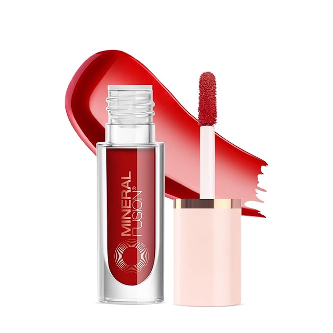 Mineral Fusion 2-in-1 Lip & Cheek Stain Syrah, 0.10 fl oz, Bright Red hydrating, long-lasting, matte lip and cheek color