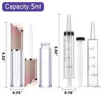 AMORIX 24 Pack 5ml Lip Gloss Tubes with Wand Lip Gloss Containers Lipgloss Supplies Kit with 2pcs Syringes + Labels for DIY Lip Gloss