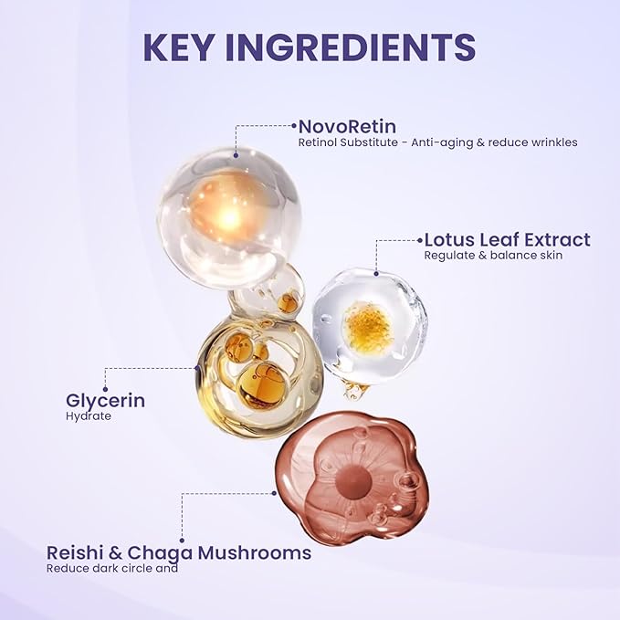 Retinol Eye Cream, Under Eye Cream for Dark Circles and Puffiness, Anti-Aging Eye Cream for Wrinkles, Eye Theatment with Lotus Leaf Extract, Made in USA