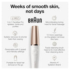 Braun Face Epilator Facespa Pro 911, Facial Hair Removal for Women, Hair Removal Device, 3-in-1 Epilating, Cleansing Brush and Skin Toning with 3 extras