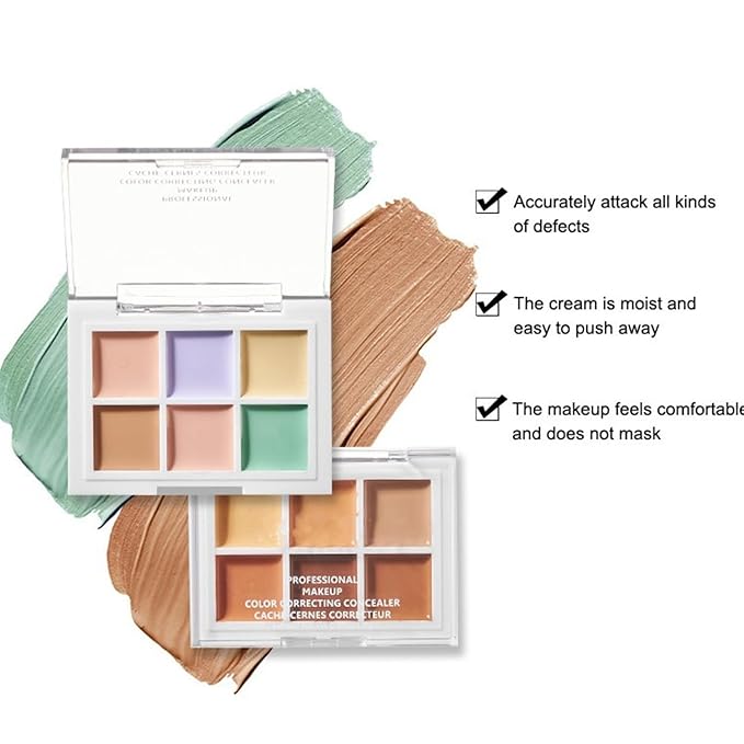 Color Correcting Concealer Palette 6 Colors Lightweight Smooth