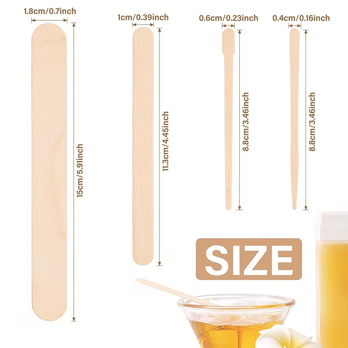 4 Style 500 Pcs Waxing Sticks Assorted Wax Applicator Sticks For Body Legs Face With Small Medium Large Sizes Wood Popsicle Sticks For Waxing Or Wood Craft Sticks