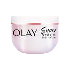 Olay Super Serum Body Cream for Dry Skin, 24hr Long Lasting Hydration, 5+ Ingredient Serum Complex for Bright Even Firm Luminous Skin, Sweet Vanilla & Soft Wood Scent,10 fl oz