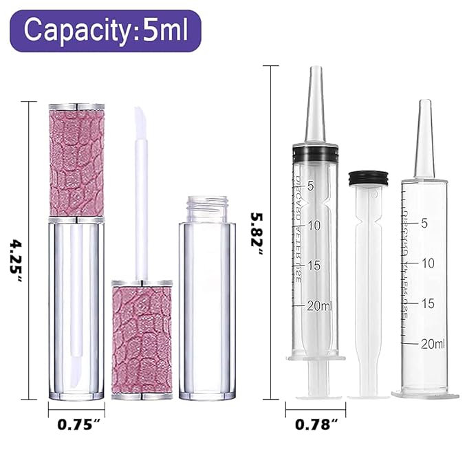 AMORIX 5ml Fish Scales Lip Gloss Tubes with Wand - 72 Pack Empty Containers + 4pcs Syringes for DIY Lip Gloss Balm