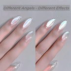 2Pcs Pearl Chrome Nail Powder - Ice Transparent Aurora, White Chameleon Iridescent Pigment for Nails - High Gloss Pearlescent Glitter (2pc White)