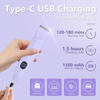 3-in-1 Bikini Trimmer for Women, IPX7 Waterproof Electric Shaver for Women-Rechargeable Electric Razors for Pubic, Facial & Body Hair Trimmer with LED Display, Travel Kit & Painless Blades (Purple)