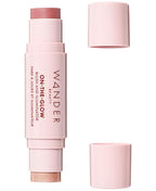 Wander Beauty On-the-Glow Blush and Illuminator - Bare/Nude Glow - 7-in-1 Hydrating Cream Blush & Highlighting Stick - Stick Blush for Cheeks, Lip, Face & Body - Highlighter Makeup & Blush - 0.4 oz