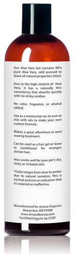 USDA Organic Aloe Vera Gel - For Face, Body, Hair - 100% Pure, After Sun Care