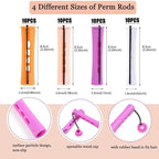 40pcs Perm Rods Set for Natural Hair 4 Sizes Cold Wave Rods Hair Rollers for Women Curling Rods for Long Medium Small Hair Curler Styling DIY Hairdressing Tools（Orange+Beige+Purple+white）