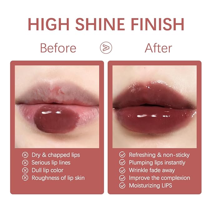 Butter Gloss Lip Gloss Set,Moisturizing Nourishing Hydrating Lip Glaze,Glass Lip Lipstick,Non-Sticky Lip Gloss,Lip Plumping Oil-Pack Of 2 (04 Oolong Milk Tea and 06 White Peach Juice)