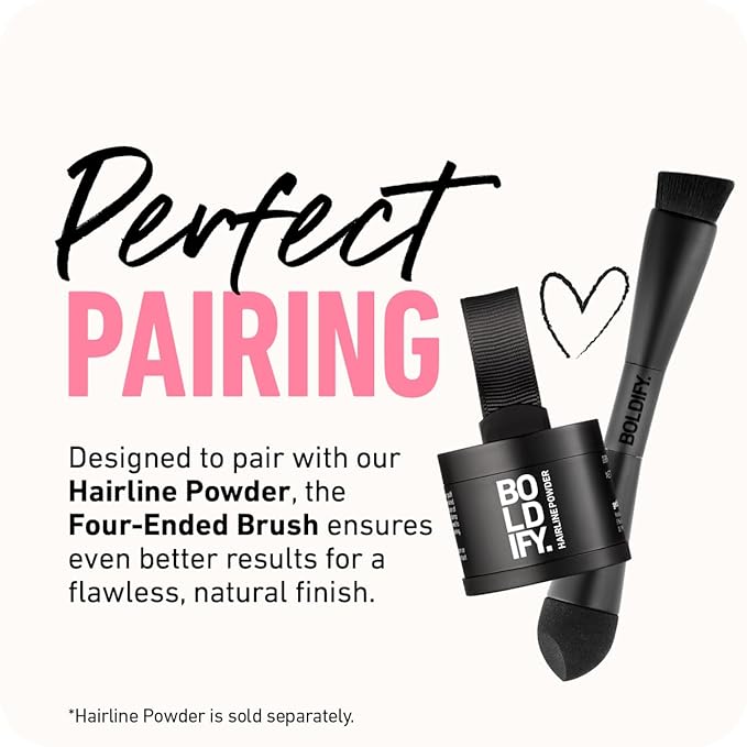 BOLDIFY Four Ended Hairline Powder Brush - Precision Hair Makeup Brush Set with Sponge Tip for Seamless Blending - Ideal as a Hair Concealer/Contour, Root Touch Up