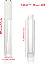 COSIDEA 10pcs Empty Round 4ml 0.13oz lip gloss tubes with soft silicon tip wand Gold white lid Lipgloss tube containers for lip oil packing